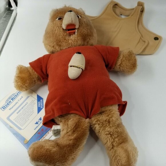Vintage Teddy Ruxpin Brown Outfit Removable Vest 18" Non Working For Parts - Picture 3 of 8